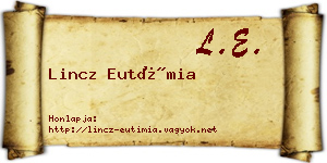Lincz Eutímia névjegykártya